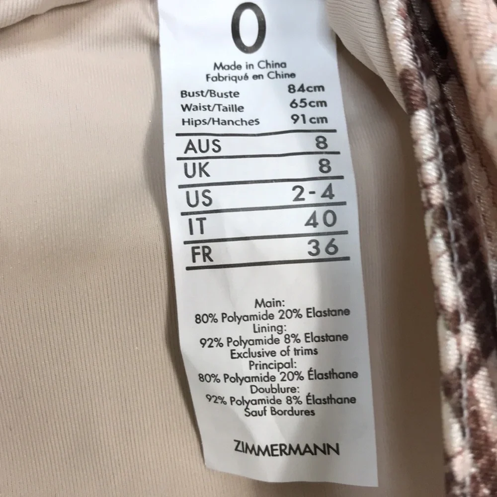 NWT ZIMMERMAN Bellitude snake-print one piece swimsuit - Picture 6 of 6